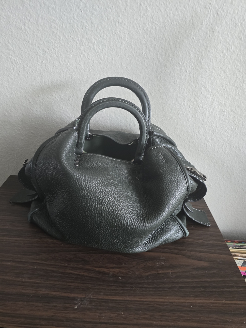 Coach Rogue Pebbled Leather Satchel Dark Green / Black Refurbished - Picture 3 of 8